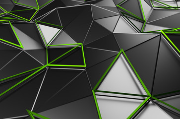 Poster - Abstract 3D Rendering of Low Poly Black Surface.