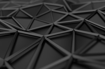 Sticker - Abstract 3D Rendering of Low Poly Black Surface.