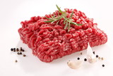 Fototapeta Kwiaty - minced meat on a white background 
