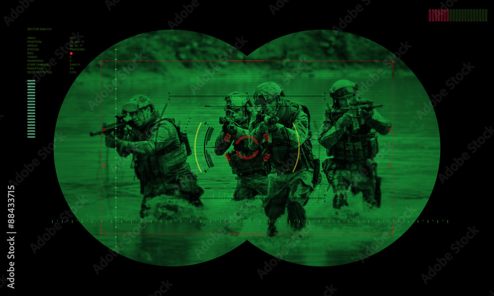 rangers team during night operation hostage rescue.view through Stock ...