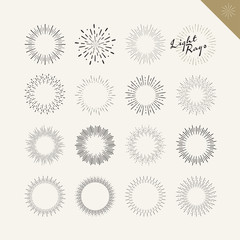 Wall Mural - set of light rays vintage design elements. vector hand drawn sunburst elements for graphic and web d