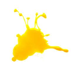 Wall Mural - Yellow splashes of paint isolated on white