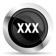 xxx icon, black chrome button, porn sign