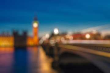 Wall Mural - Bokeh of Big Ben and Westminster bridge, London