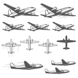 Vintage airplanes from different angles 