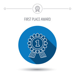 gold medal award icon. first place sign.