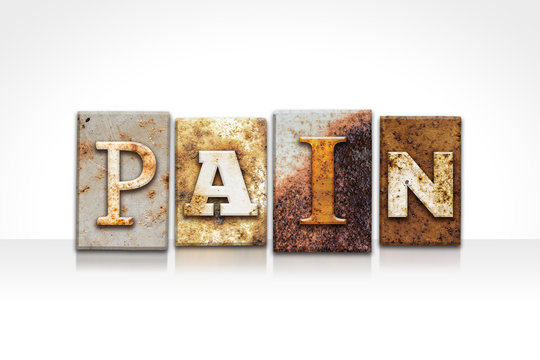 Pain Letterpress Concept Isolated on White