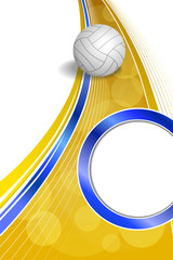 Wall Mural - Background abstract sport volleyball blue yellow ball circle frame vertical illustration vector