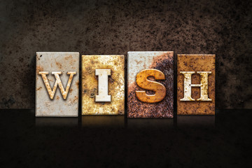 Poster - Wish Letterpress Concept on Dark Background