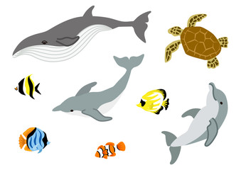 Wall Mural - Marine life set