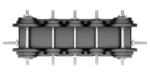 Wall Mural - top view of gym weight rack isolated on white background