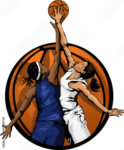 Plakat na zamówienie Women Basketball Jump Ball color