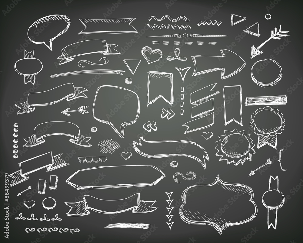 Hand drawn sketch elements. Vector chalkboard illustration. Stock ...