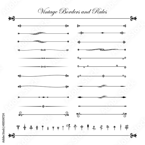 Fotografie, Obraz Collection of decorative line elements, border and page rules ve