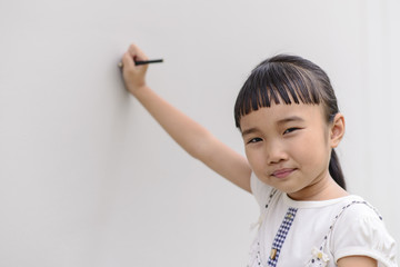 Wall Mural - Kid write on wall