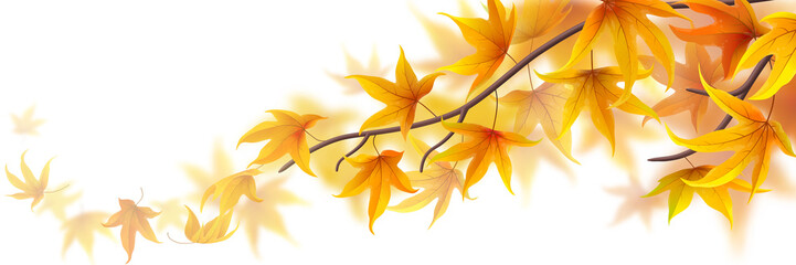 Wall Mural - autumn branch with maple leaves on white, vector illustration
