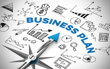 Business Plan Mit Kompass Und Symbolen