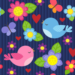 Fototapete - Seamless flower pattern