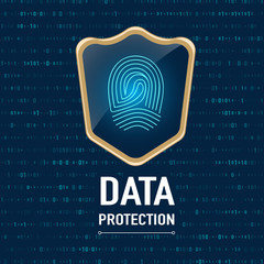 Aufkleber - Vector : Data Protection concept, Gold sheild protect a finger p