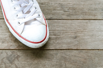 sneaker on wooden background