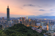 Taipei, Taiwan Skyline At Twilight