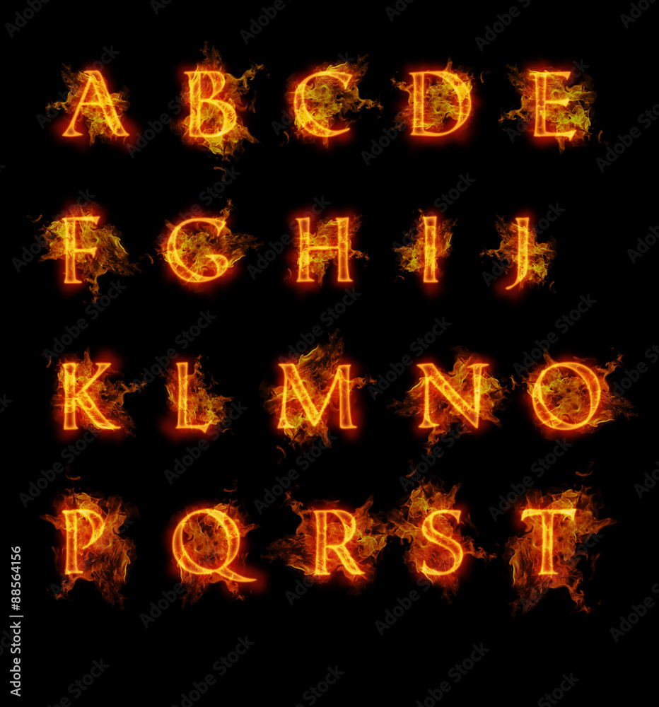 Fire Vector Font Fire font collection Stock Illustration | Adobe Stock