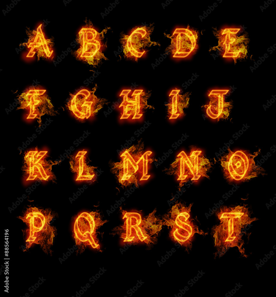 Trans Fire Font Fire font collection Stock Illustration | Adobe Stock