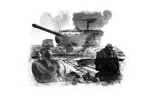Double Exposure Tanks And Military Image