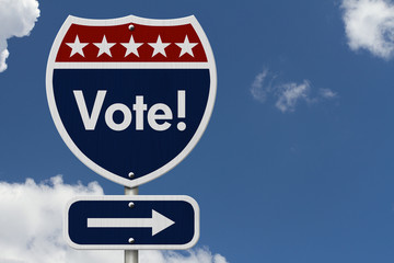 Wall Mural - American Vote Highway Road Sign