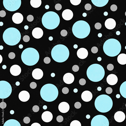 Blue, White and Black Polka Dot Tile Pattern Repeat Background - Buy