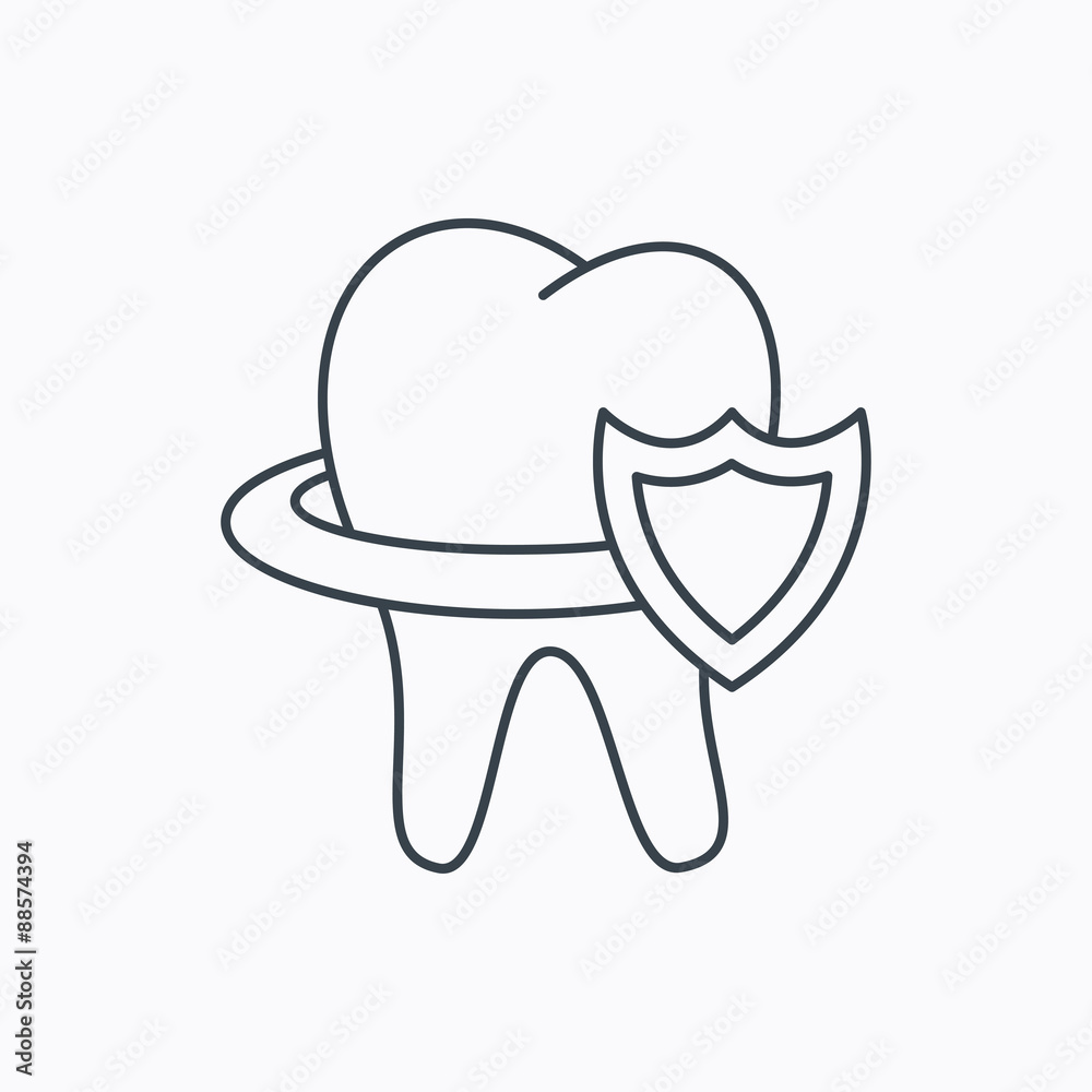 Tooth protection icon. Dental shield sign. Stock Vector | Adobe Stock
