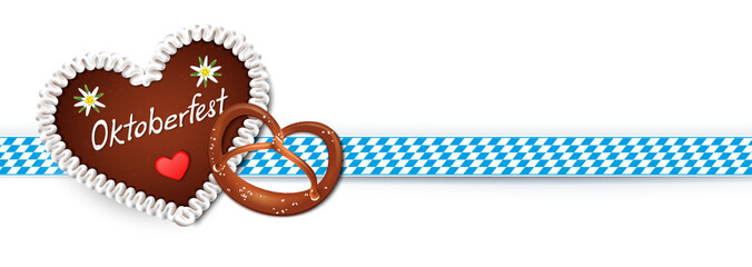 Oktoberfest Banderole mit Lebkuchen und Brezn