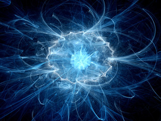 Wall Mural - Blue glowing explosion in space