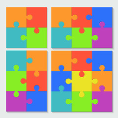 Poster - vector modern puzzele set with shadow