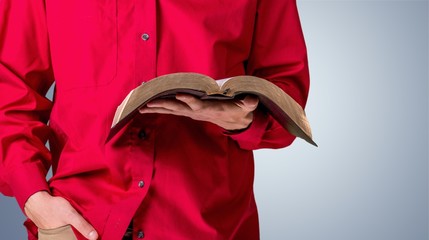 Wall Mural - Bible, Men, Reading.