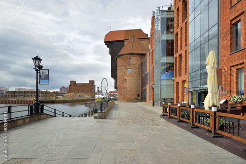 Naklejka na kafelki The riverside with the characteristic promenade of Gdansk, Poland