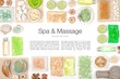 spa and massage elements on white background 