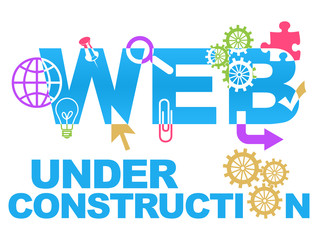 Wall Mural - Web Under Construction With Symbols Colorful 