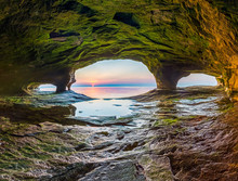 Sea Cave Sunset