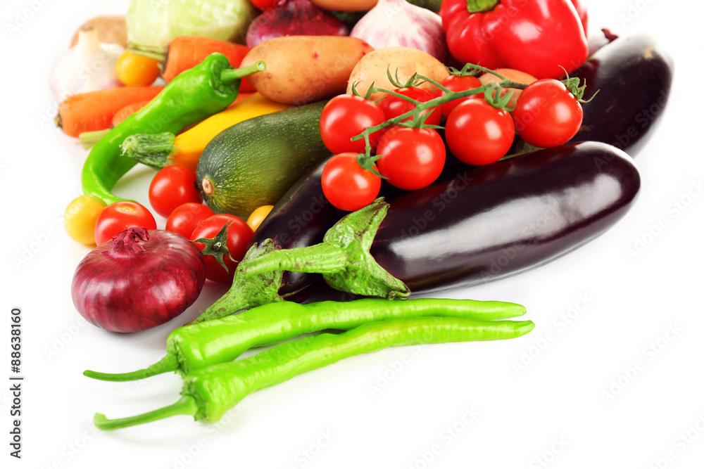 Heap of fresh vegetables close up
