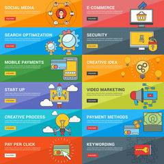 Wall Mural - Flat Design Concept. Set of Vector Illustrations for Web Banners