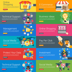 Wall Mural - Flat Design Concept. Set of Vector Illustrations for Web Banners