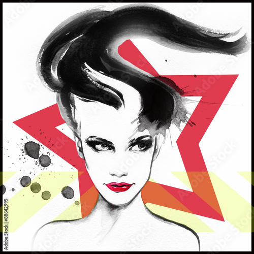 Fototapeta dla dzieci woman portrait .abstract watercolor .fashion background