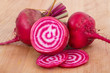Chioggia striped beet on wood table