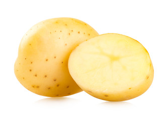 Wall Mural - fresh potatoes isolated on white background