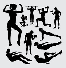 Fitness Sport Male And Female Silhouette