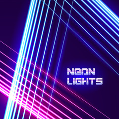 Poster - Bright neon lines background