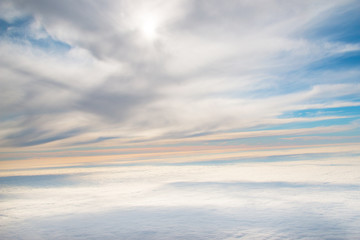 Wall Mural - view from the airplane at sunset