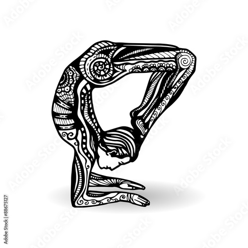 Fotografie, Obraz Vector yoga illustration in zentangle style