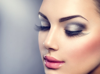 Poster - Beautiful fashion luxury makeup. Long eyelashes, perfect skin 